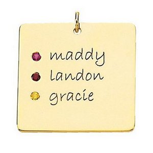 with Three Birthstones Square Pendant