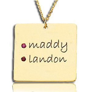 Two Birthstones Square Pendant
