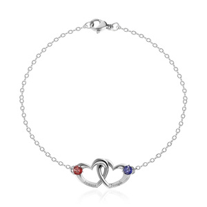 Interlocking Heart Promise Bracelet with Two Stones