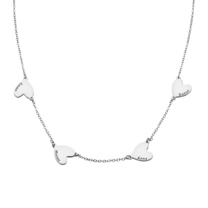 Multiple Heart Charm Necklace With Names