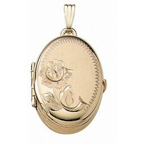 Solid 14K Yellow Gold Oval Four Photo Locket