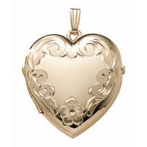 14k Gold Filled Floral Heart 4 Photo Locket