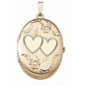 Solid 14K Yellow Gold Oval Four Photo Locket