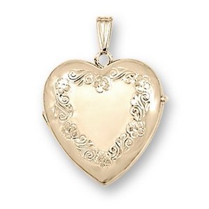 Solid 14K Yellow Gold Heart Four Photo Locket