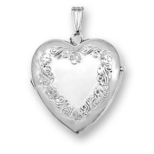 14K White Gold Heart Four Photo Locket