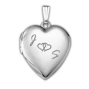 14k White Gold  Together Forever  Heart Locket