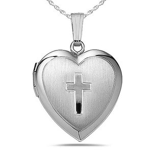 Small Cross Heart Photo Locket