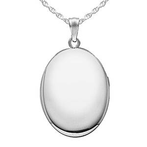 Sterling Silver Plain Oval Photo Locket