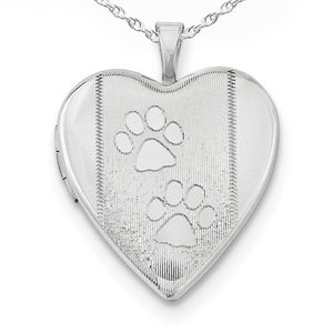 Two Paw Prints Heart Photo Locket