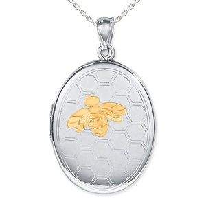 Two Tone Bee Oval Photo Locket