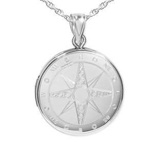 Nautical Compass Round Photo Locket