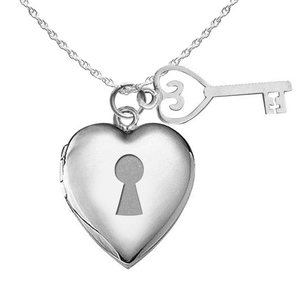 Key Charm Heart Photo Locket