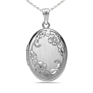 Floral Oval Photo Locket