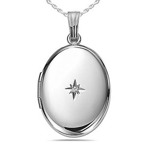 Diamond Oval Photo Locket