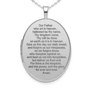 Sterling Silver Lord s Prayer Oval Photo Locket