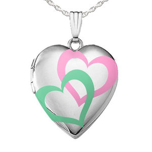 Interlocking Color Heart Photo Locket