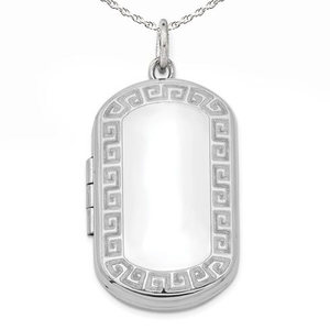 Sterling Silver Greek Key Dog Tag Photo Locket