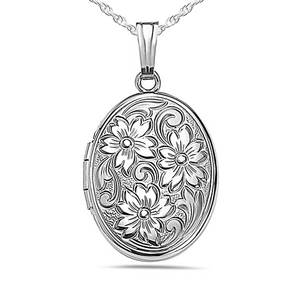 Floral Oval Photo Locket