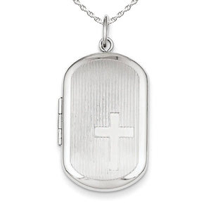 Sterling Silver Cross Dogtag Photo Locket