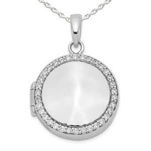 Cubic Zirconia Round Photo Locket