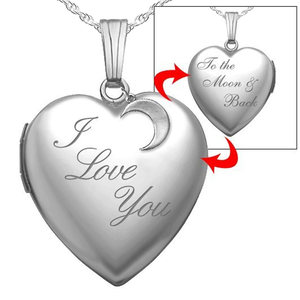 I Love You To The Moon   Back Heart Photo Locket