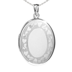 Floral Heart Border Oval Photo Locket