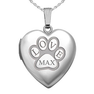 Personalized Paw Print Heart Photo Locket
