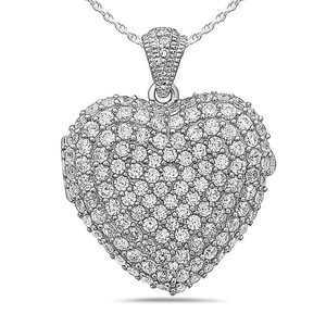 Cubic Zirconia Photo Heart Photo Locket