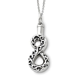 Antiqued Infinity Remembrance Cremation Ash Holder w  18 Inch Chain
