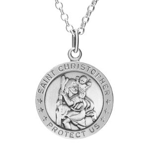 Sterling Silver Saint Christopher Medal w  20 inch Curb chain