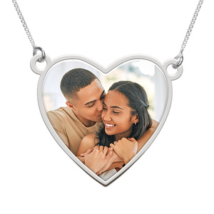 Heart with Border Photo Pendant Charm with Two Loops