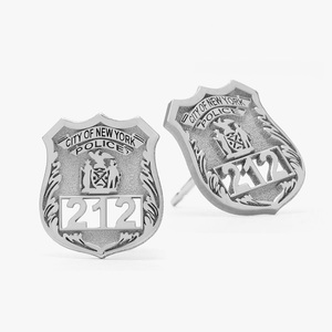 Personalized Police Badge Earrings with Your Number   Department