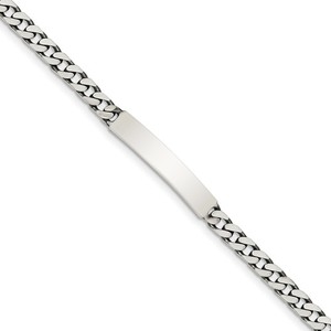 Custom Engraved Sterling Silver Womens Antiqued Curb Link ID Bracelet